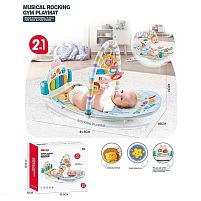 Килимок 6078 81,5х48х49 см, 2 в 1, гойдалка, підсвічування, піаніно, 4 брязкальця-підвіски, підвіска-люстерко, рухомі шестерні, тріскачки, пальчик