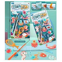 Риболовля 166 2 види, 6 рибок, 2 види вудочок, сачок, на листі