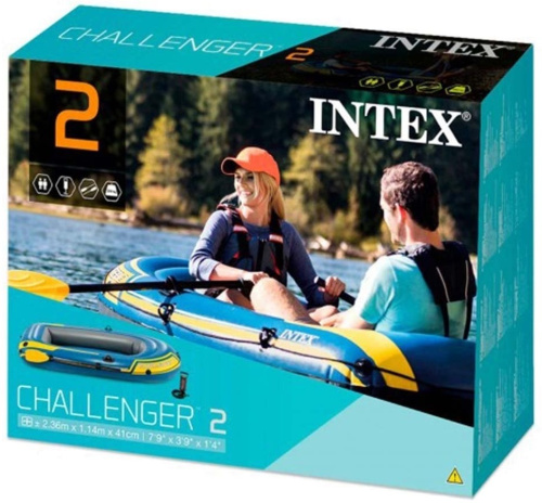 Човен надувний Intex 68367 «Chellenger 2 Set» (114*236 см, гребний, двомісний, трикамерний, весла, насос, надувне дно, до 200 кг.) фото 8