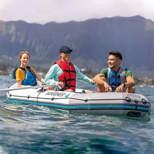 Човен надувний Intex 68376 «Mariner 4Set» (48*145*328 см, моторно-гребний, чотиримісний, чотирикамерний, весла ↔122 см, насос, надувне дно, до 500 кг) фото 13