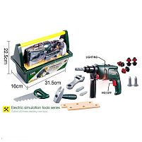 Набір інструментів G 276 автоматичний шуруповерт з підсвічуванням, гайковий ключ, пила, молоток, деталі для збирання, в боксі