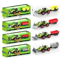 Трактор 955-231 4 види, причіп, розмір: 25х5.8х6 см, металопластик, інерція, рухомі елементи, в коробці, ВИДАЄТЬСЯ МІКС ВИДІВ