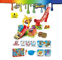 Автомийка SK 774 X трек, 2 металопластикові машинки, змінюють колір, рухливі елементи, піпетка для водички, в коробці