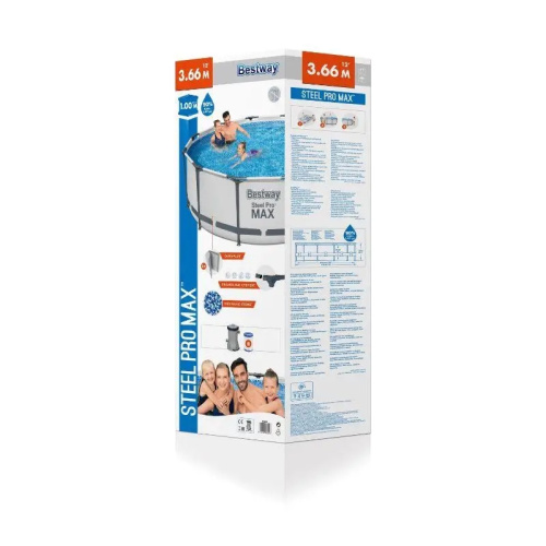 Каркасний басейн Bestway 56260 (100*366 см., об'єм: 9150 л., картриджний фільтр-насос 2006 л/год, серія: Steel Pro MAX) фото 9