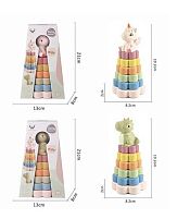 Пірамідка 628-142 2 види, розмір: 8.2х19.2 см, гумова, 7 елементів, фігурка звірятка, в коробці