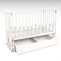 Ліжечко дерев`яне, маятник+шухляда - відкидний бортик "Спимо" вільха - колір білий