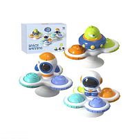 Набір брязкалець-спінерів YB 11611 3 штуки, гумові елементи, фігурки, присоски, в коробці