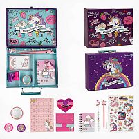 Набір для творчості 926 A “Єдиноріг”, у валізі, ручка, олівець, штампи, конверти, листівки, наліпки, папір, блокнот, декоративний скотч, в коробц