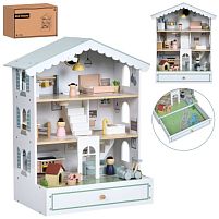 Картинка  Будиночок для ляльок Bambi MD 1427 (34*57,5*69,5 см, дерево, 3 поверхи, кімнати, меблі, балкон, фігурки, звук, світло, магнітне кріплення) магазин cd-market