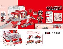 Трек 2808 2 металопластикові машинки, гелікоптер, запускач, в коробці