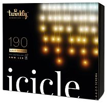 Картинка  Smart LED Гірлянда Twinkly Icicle AWW 190, Gen II, IP44, довжина 5м, кабель прозорий (TWI190GOP-TEU) магазин cd-market