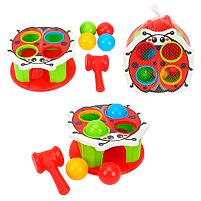 Стукалка "Веселий молоточок 3335 "Technok Toys", "Сонечко", набір 2-в-1: стукалка та сортер, молоточок, у сітці