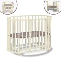 Ліжечко дитяче кругле "Сонечко" трансформер 8в1 з маятниковим механізмом (слонова кістка)