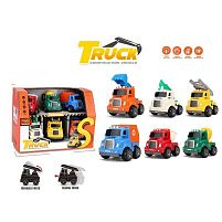 Набір машин JS 73 спецтехніка, 6 штук, середній розмір: 8х6х8 см, інерція, рухомі елементи, в коробці