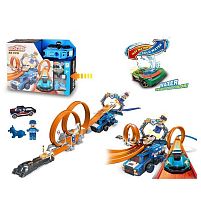 Трек 660 A 97 , металопластикова машинка, фігурка героя, наліпки, запускач, перешкоди для трюків, в коробці