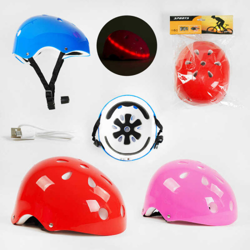 Шолом C 60075 3 кольори, підсвічування, декілька режимів, usb-дріт, окружність - 54 см, в пакеті, ВИДАЄТЬСЯ ТІЛЬКИ МІКС ВИДІВ