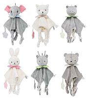 Брязкальце-комфортер C 75317 текстильне, гумовий прорізувач, дзвінкий елемент, петелька для підвішування, в пакеті, ВИДАЄТЬСЯ ТІЛЬКИ МІКС ВИДІВ