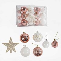 Новорічні прикраси C 67496 25 штук, кульки, зірка-верхівка для ялинки, в слюді