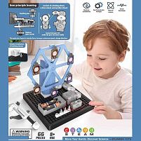 Електронний конструктор DL 0103 67 деталей, колесо огляду з мішенями обертається, механічний пістолет, шестерні, перемикач, від батарейок, в коро