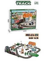 Залізниця AU 8662 89 елементів, підсвічування, звуки транспорту, автоматичний рух потяга, магнітне з'єднання, 2 вагони, локомотив, 2 машинки, дер