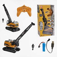 Спецтехніка на радіокеруванні A 8863-125 акумулятор 3.7 V, пульт 2.4 GHz, гусеничний хід, звуки, підсвічування, рухлива башта, підіймальний кран,