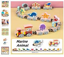 Потяг магнітний C 73283 “Жителі океану”, дерев'яний, в коробці