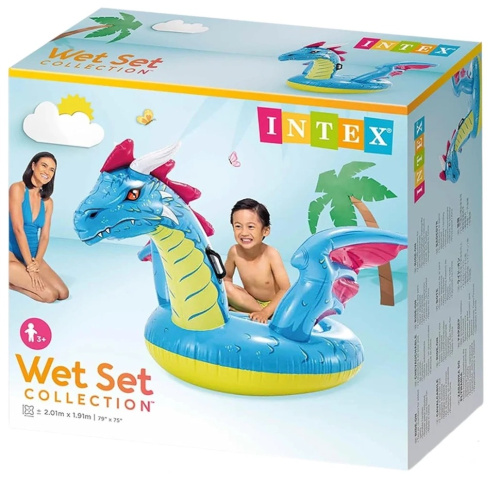 Плотик дитячий надувний для плавання Intex 57563 «Дракон» (191*201 см, ручки, вік 3+, до 40 кг) фото 5