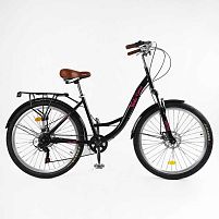 Велосипед міський Corso VL-26633 «Viola» (колеса: Ø26", рама: 17"/сталева, 21 швидкість, гальма дискові, багажник)