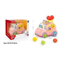 Машинка HE 0548 брязкальця, пальчикова гра, сортер, звуки, мелодії, в коробці