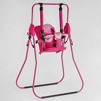 Гойдалка підлогова "Алінка" 25423 малиновий каркас, малинова матерія, рожевий гномик, в пакеті