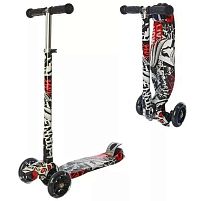 Самокат триколісний iTrike JR3-055-WP8 «Maxi» (колеса: передні Ø4,7"/заднє Ø3,15"/PU, рама: алюміній/складна, до 60 кг, білий з чорним)