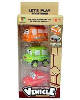 Набір машин 2691 B 3 змінні корпуси, платформа на колесах, інерційний механізм, прогумовані колеса, в коробці