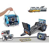 Трек 8899-7 довжина: 33 см, підсвічування, звуки, музика, механічний запускач, 2 металопластикові моделі: 7.5 см, фінішна лінія, в коробці