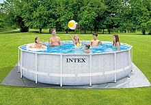 Каркасний басейн Intex 26746 (122*488 см., об'єм: 19176 л., картриджний фільтр-насос: 5678 л/год, підстилка, драбина, тент, серія: Prism Frame)
