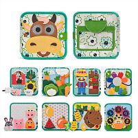 М'яка книжка - бізіборд C 75320 фетр, намистини, прозора кишеня, цифри, елементи на липучках та кнопках, овочі, фрукти, комахи, в пакеті