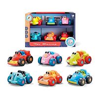 Набір машин JZD-205 6 штук, розмір: 7.5х5.5х4.5 см, матеріал: вініл, в коробці