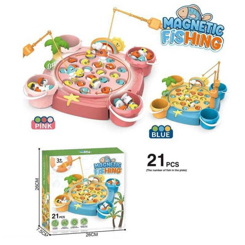 Риболовля 2305 2 кольори, 21 елемент, магнітна, 2 вудки, 4 відерця, в коробці