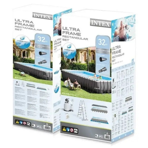 Каркасний басейн Intex 26378 (132*488*975 см. об'єм: 54368 л. пісочн.фільтр-насос 10000 л/г. хлороген. 11г/г, драбина,тент,підстилка,сітка,Ultra XTR) фото 13