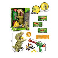Автомат з мішенню 2003 помповий автомат, 9 кульок, мішень динозавр, підсвічування, звук, в коробці