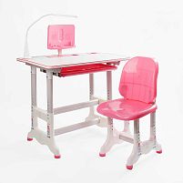 Парта шкільна Bambi UL-90311 (49*70*75 см, регульована висота і кут нахилу стільниці, стілець, підніжка, полиця під столом, лампа)