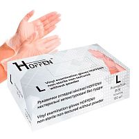 Рукавички вінілові L Hoffen 5.0г нестерильні нетекстуровані б/п 50пар/уп Stenson HFN-15402L