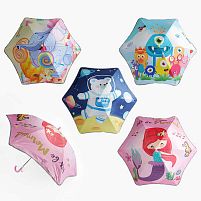 Парасолька C 68654 d = 90 см, довжина 68 см, 6 спиць, поглиблений купол, світовідбиваючі смужки, свисток ВИДАЄТЬСЯ МІКС ВИДІВ