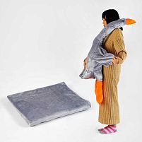 М`яка іграшка "Гусак-обіймак" 81651 З ПЛЕДОМ 101х93 см, висота іграшки100 см, колір сірий