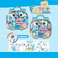 Набір лікаря 527 F2 стетоскоп, звук серцебиття, підсвічування, інструменти для огляду, термометр, окуляри, пластирі, молоточок, шприц, у валізі