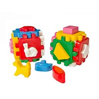Куб "Розумний малюк Весела компанія" 1950 "Technok Toys", 6 граней, геометричні фігури, сортер, 10 см, в пакеті