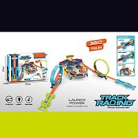 Трек JJ 167 підсвічування, звуки, 2 металопластикові машинки, запускачі, в коробці