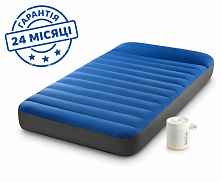 Надувний матрац Intex 64011 «Camping Mattress» (22*99*191 см, 27 см з підголовником, одномісний, зовнішній USB-електронасос, до 136 кг)