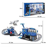 Трек 660 A-200 73 деталі, запускач для машинок, металопластикові машинки, фігурки поліціянтів, наліпки, в коробці