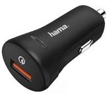 Картинка  Автомобильное ЗУ HAMA QC 3.0А + кабель USB Type-C 1.5м, black (00178394) магазин cd-market