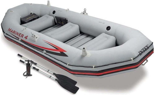 Човен надувний Intex 68376 «Mariner 4Set» (48*145*328 см, моторно-гребний, чотиримісний, чотирикамерний, весла ↔122 см, насос, надувне дно, до 500 кг) фото 2